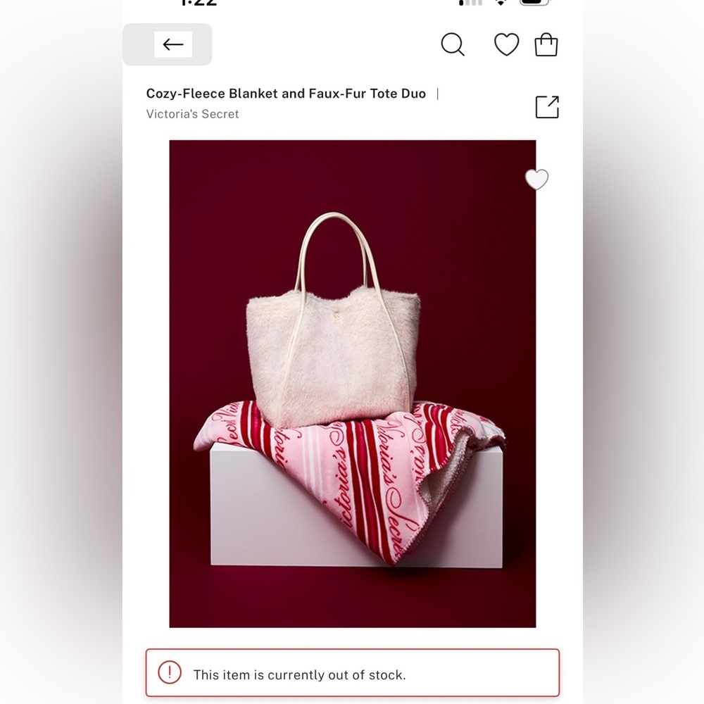 Victoria's Secret Cream Faux-Fur Tote and Blanket